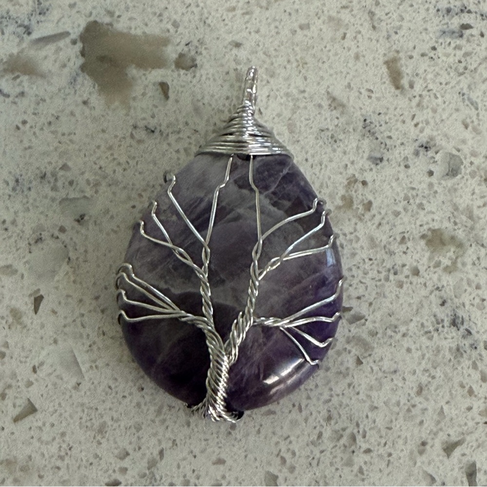 Wire Wrapped Tree Of Life Amethyst Pendant